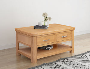 Stow Oak Coffee Table with 2 Drawers