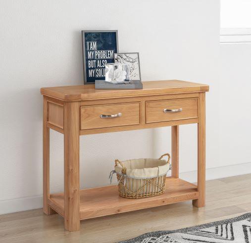 Stow Oak Console Table with 2 Drawers