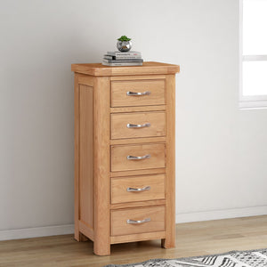 Stow Oak Tall Chest with 5 Drawers